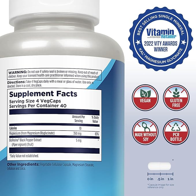Kal High Absorption Magnesium Glycinate 350