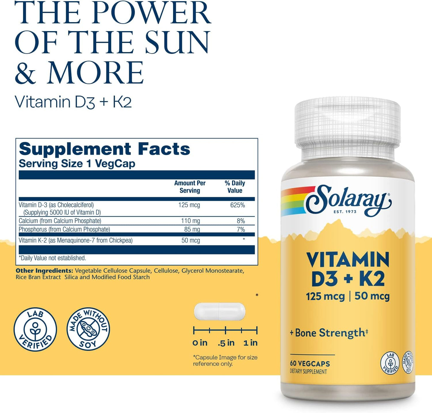 Solaray Vitamin D3 + K2