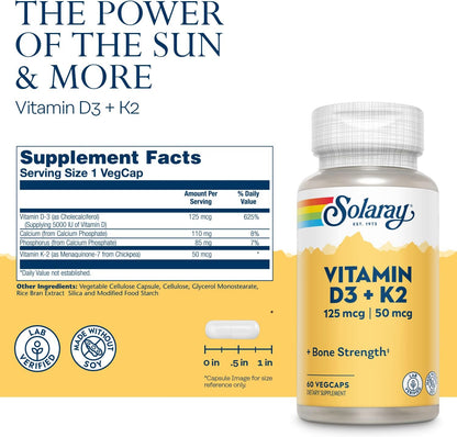 Solaray Vitamin D3 + K2