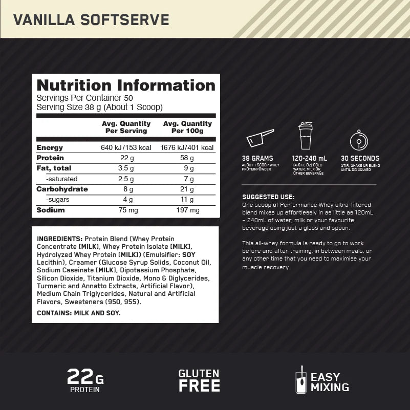 Optimum Nutrition Performance Whey